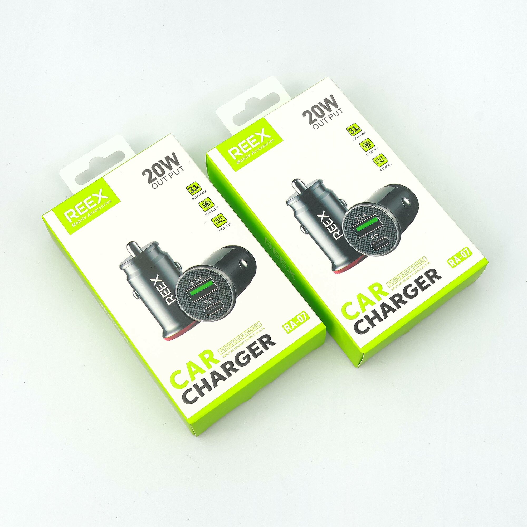 Автомобильное ЗУ REEX RA-07, 2 USB, сплиттер 12/24В, быстрая зарядка
