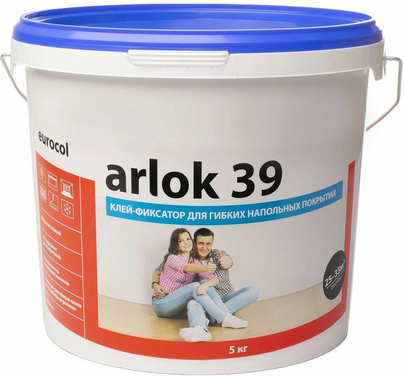 Клей-фиксатор Arlok 39 водно-дисперсионный для виниловых покрытий ковролина линолеума 5 кг