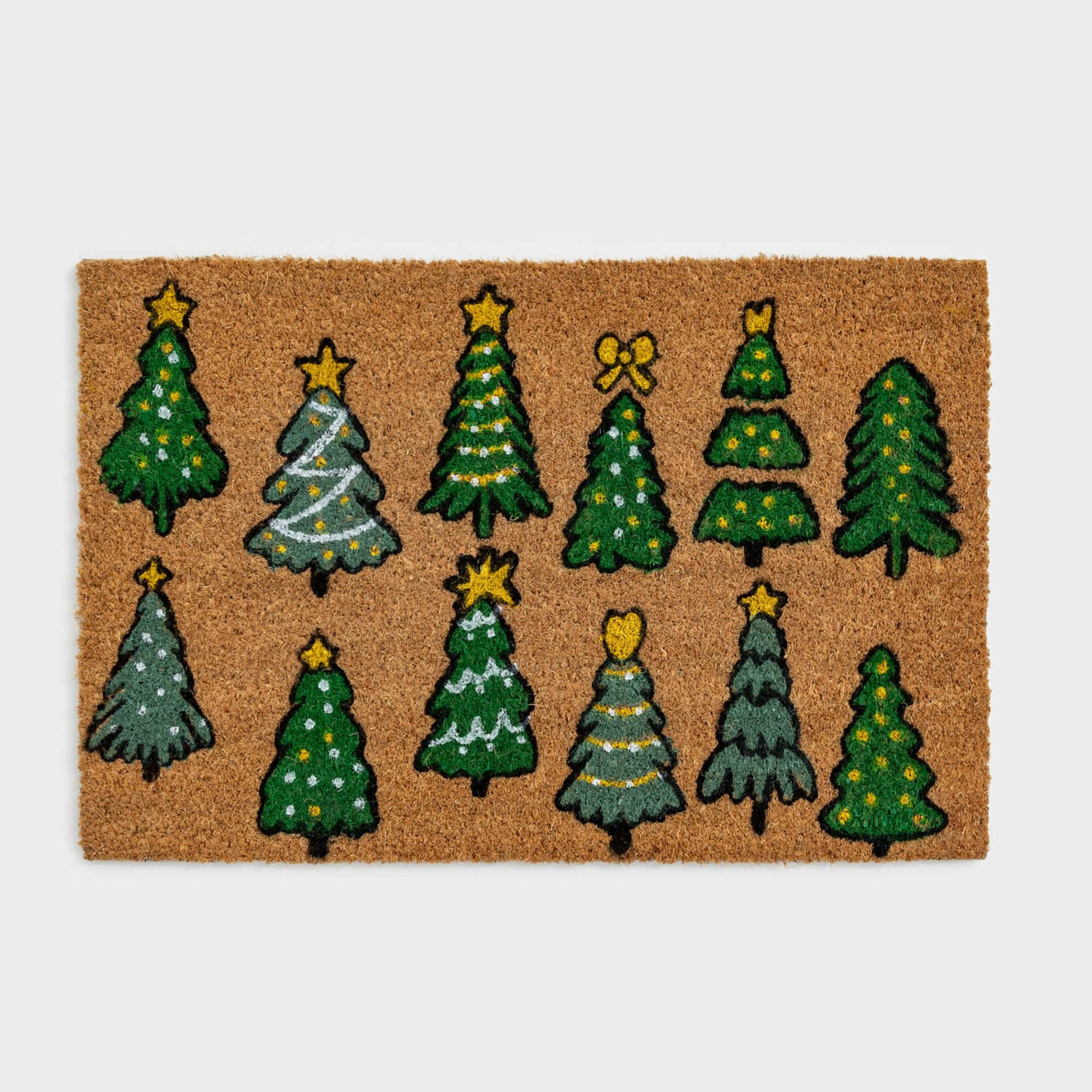 Коврик придверный 40х60 см кокос/ПВХ прямоугольный коричневый Елки Door fir