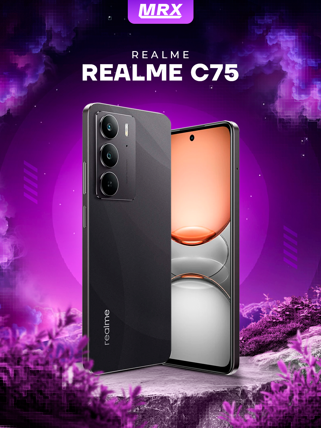 Смартфон Realme C75, FHD+ 90 Hz дисплей, 5828 mAh, 45W, 8/128ГБ, черный