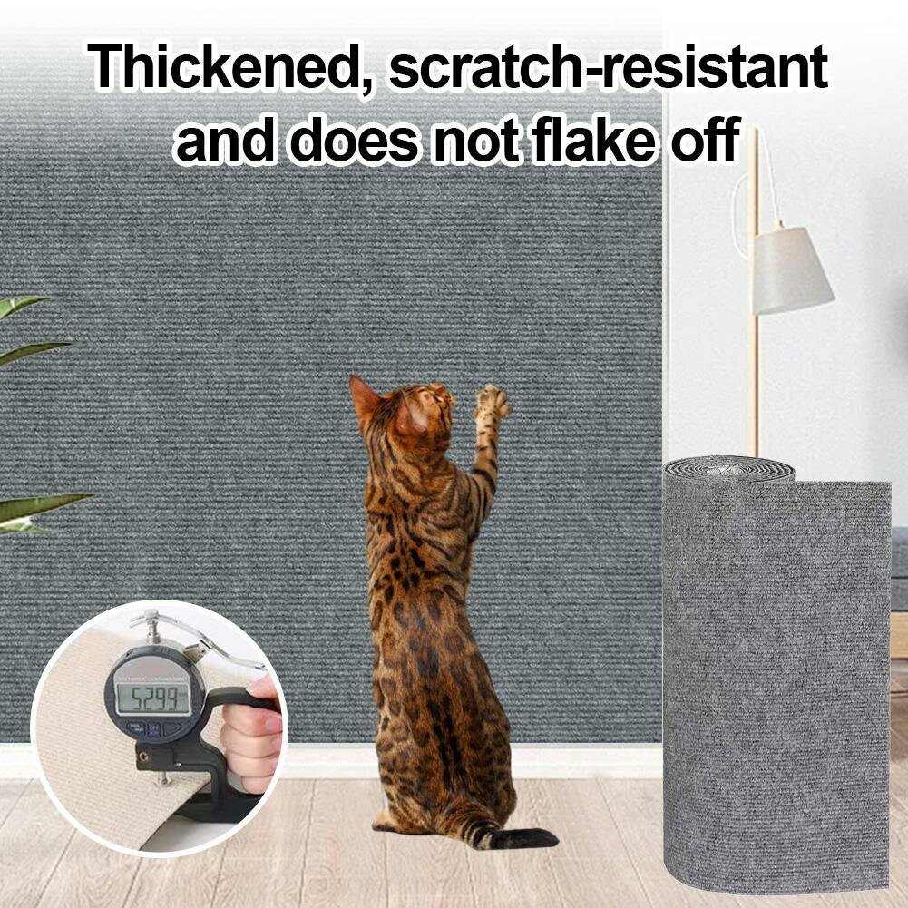 Когтеточка на стену для кошек самоклеющаяся ковролин защитная пленка для мебели/стен темно-серый 100x60 см