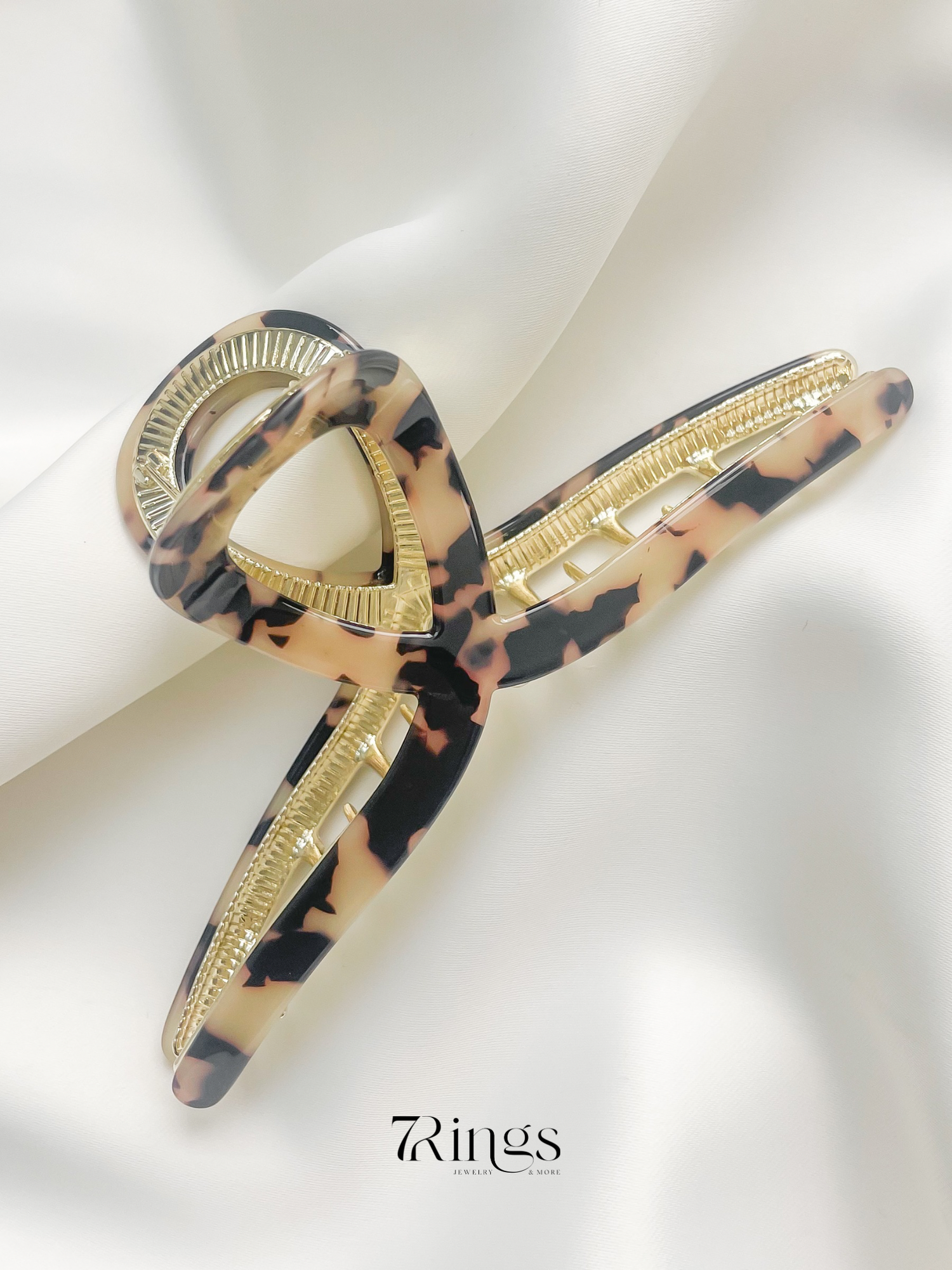 Сет из крабиков и резинок, крабик белый розовый и леопард, резинки розовый и в горошек — фото 1