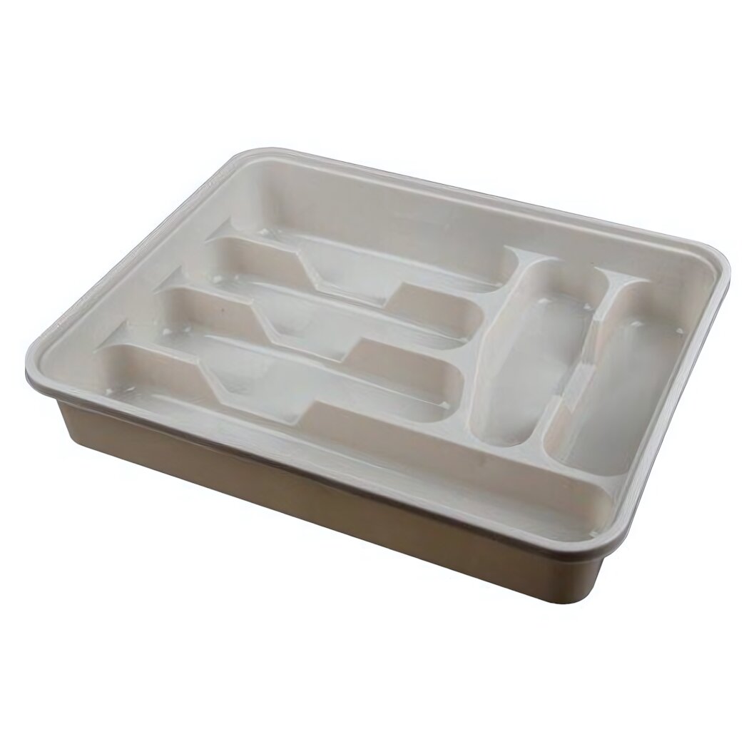 Лоток‑органайзер для столовых приборов пластик цвет слоновая кость 5 секций