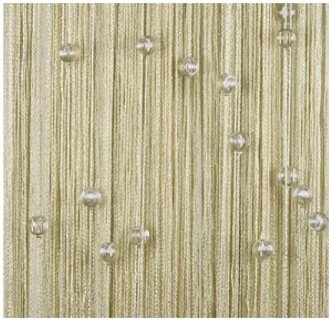 !09 Нитяная занавеска с бусинами цвет цвет бежевый (140x280)