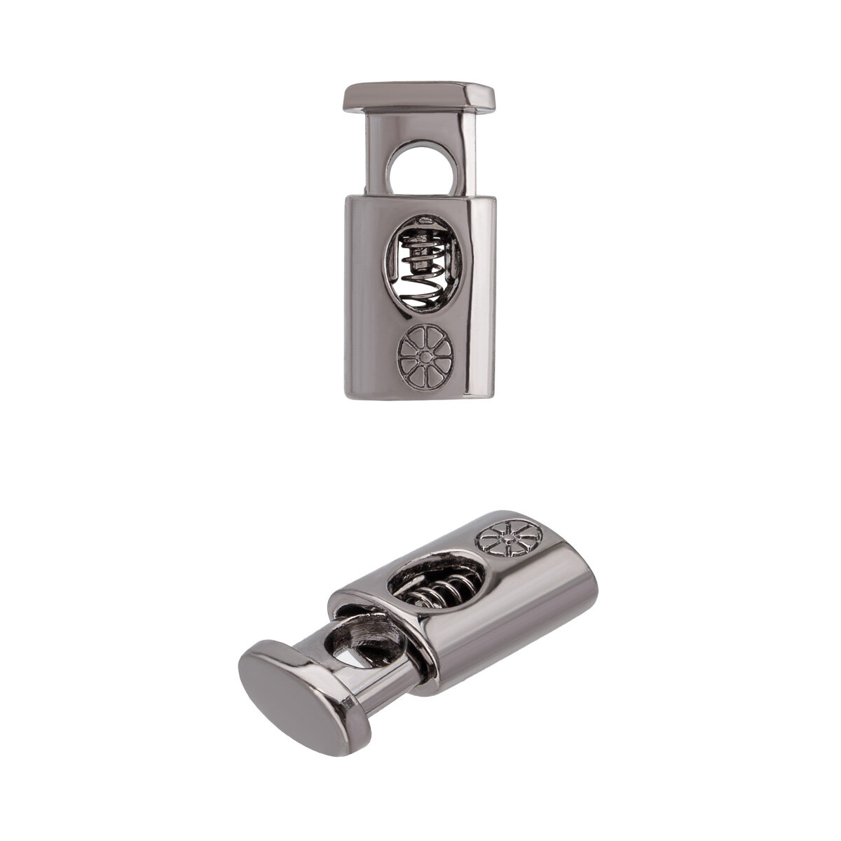 Фиксаторы для шнурков металлические одно отверстие 4 мм размер 10х20 мм цвет черный никель 10 штук