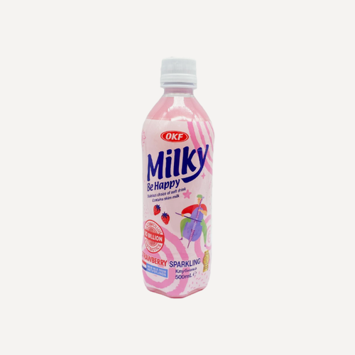 Изображение товара Напиток газированный безалкогольный Milky be Happy OKF со вкусом клубники 500 мл, Южная Корея