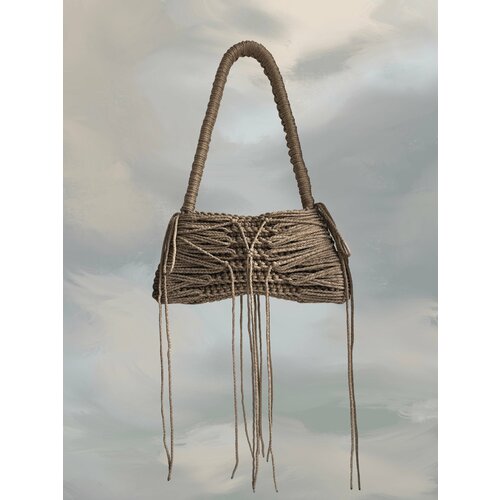 Сумка багет фактура вязаная черный 12190₽