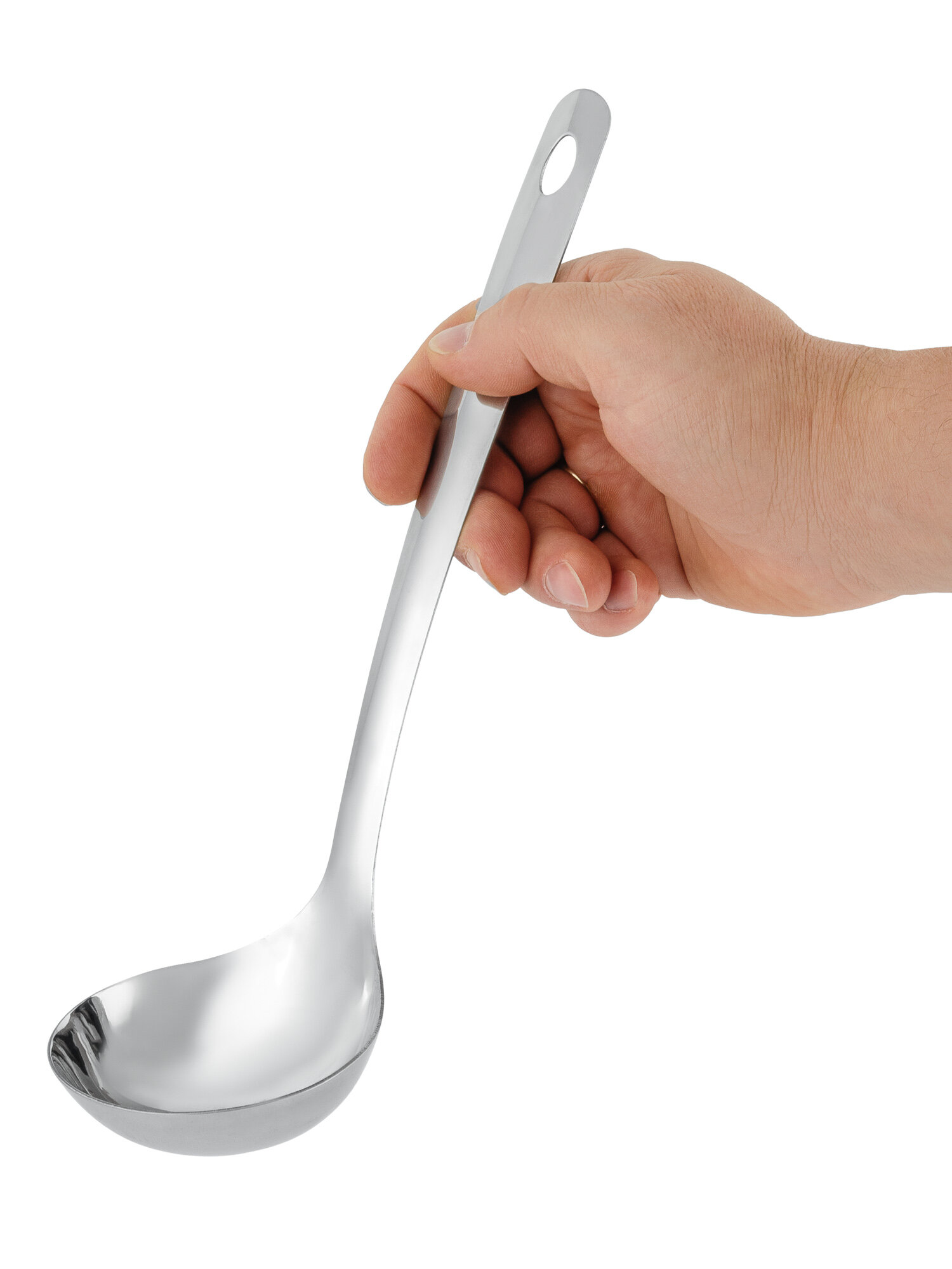 Половник стальной размер 28 х 8 х 2.5 см объём 120 мл / Половник из нержавеющей стали диаметр 8 х 2.5 см