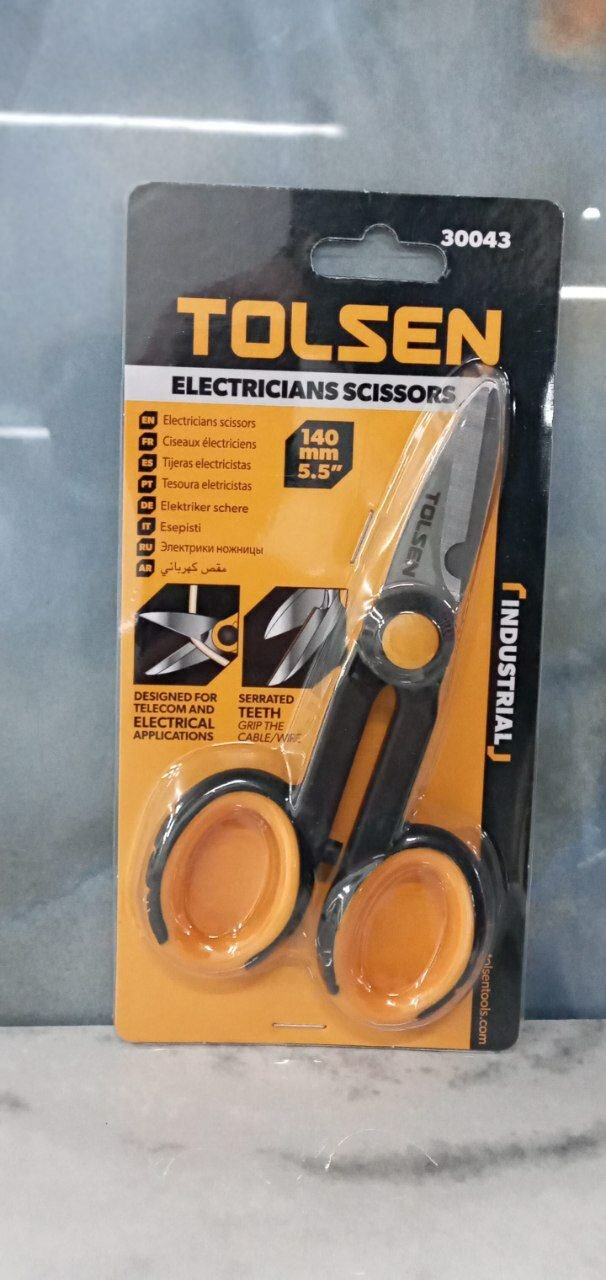 Модель TOLSEN 30043 — ножницы электрика промышленного качества длиной 140 мм (5,5 дюйма). Предназначены для электромонтажных работ!