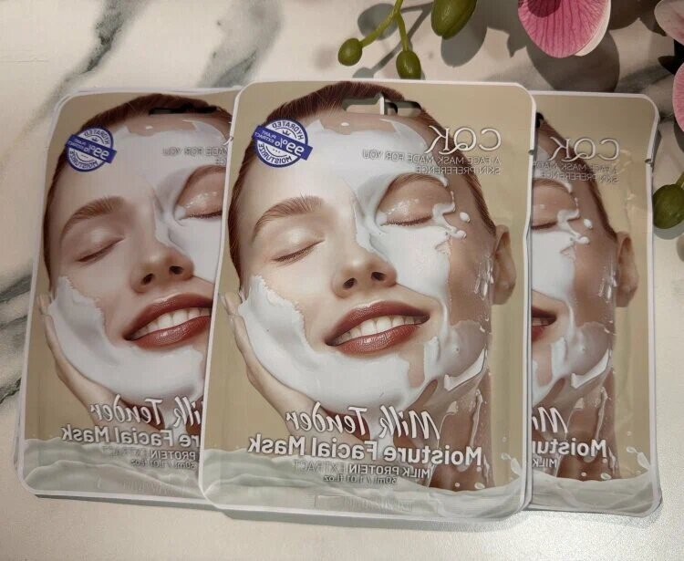 Тканевая маска для лица CQK для всех типов кожи "Milk", 30 мл