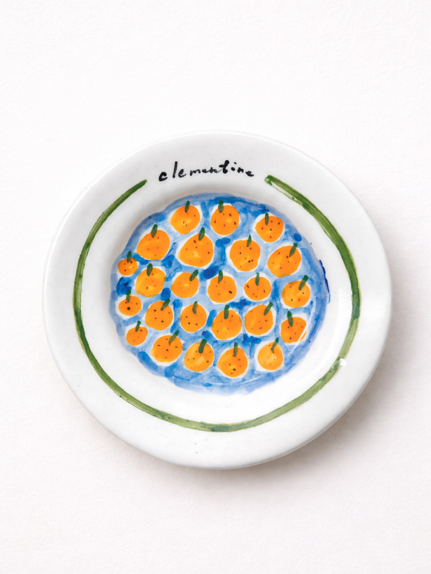 Тарелка ручной работы с клементинами, керамика, 17 см