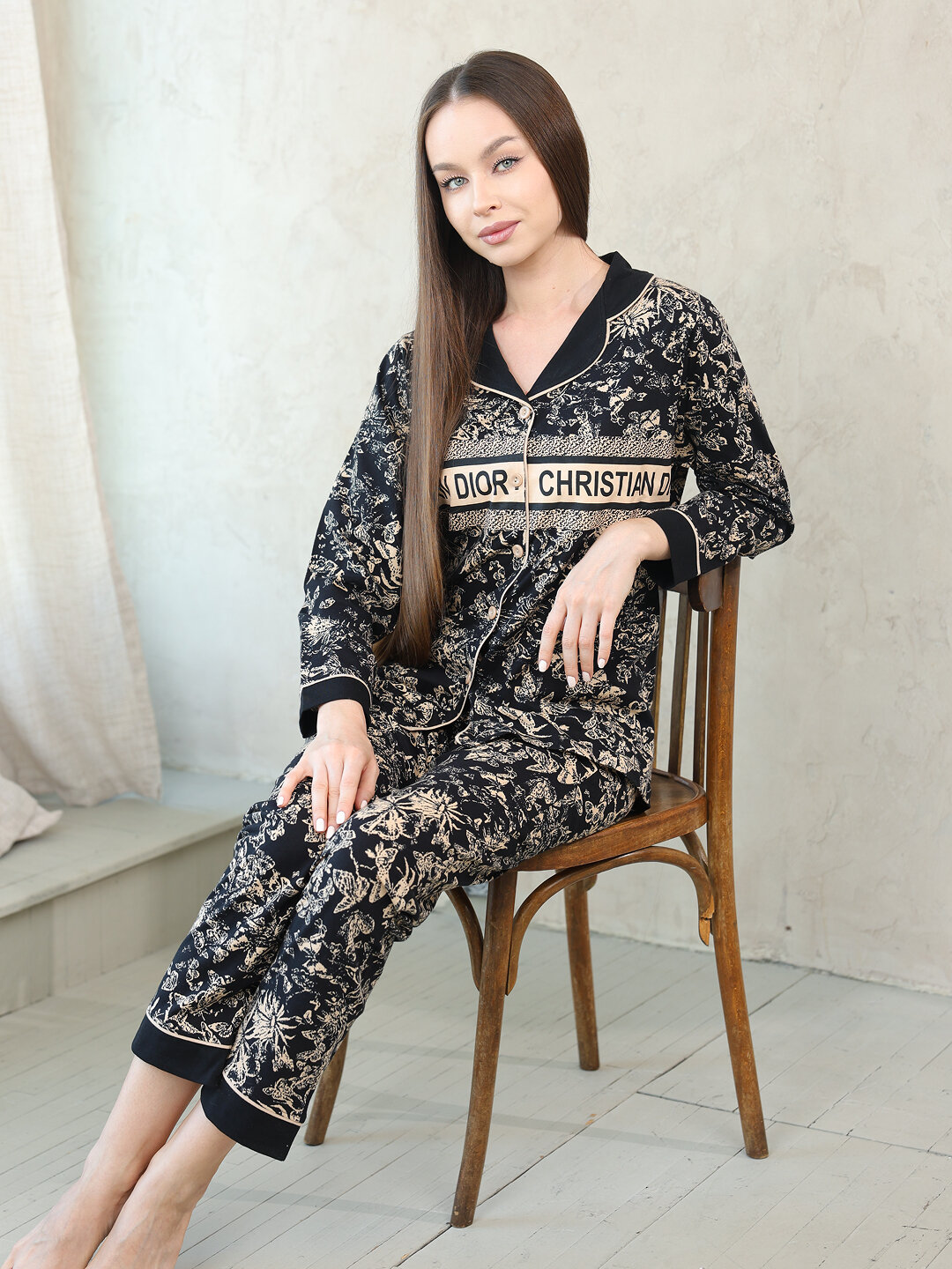 Блуза  100, размер 50, 10 черный — фото 1