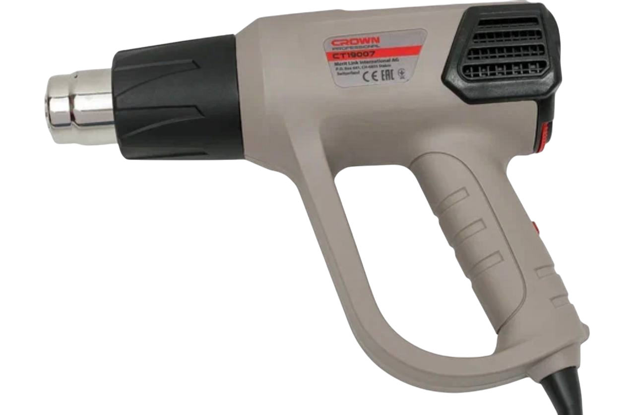 Фен технический CROWN CT19007, 2000Вт, 3 режима температуры, 50-600°C, кейс — фото 1