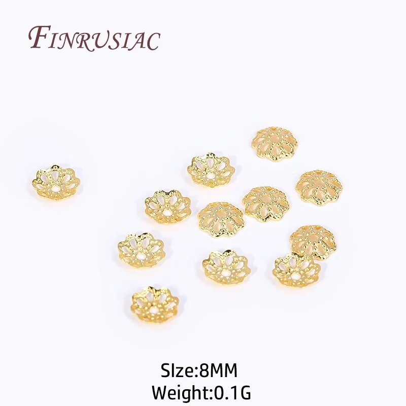 Золотые шапочки для бусин 3 мм/4 мм, 18K Gold Plated