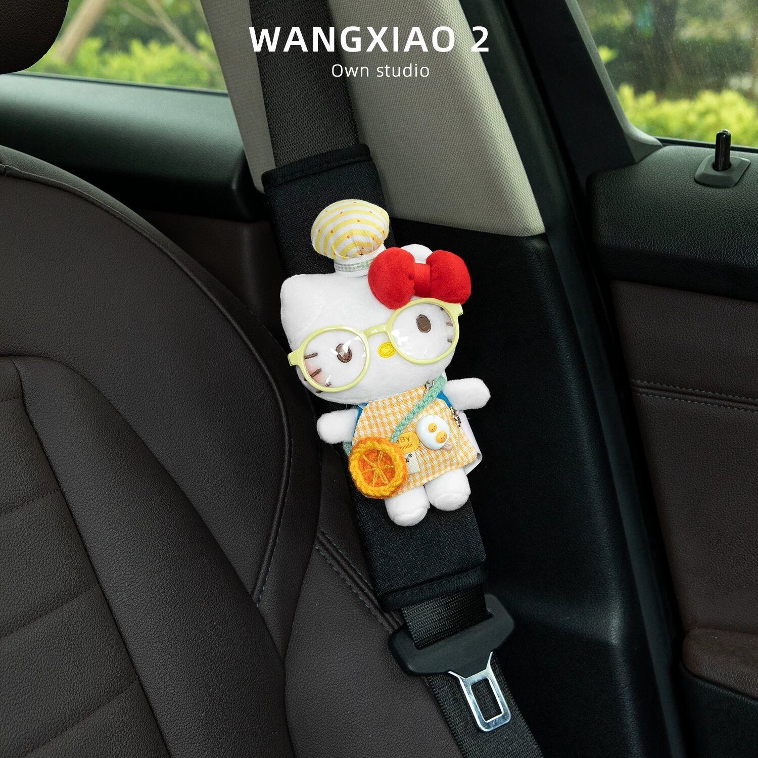 Hello Kitty автомобильный ремень безопасности с рисунком лимонной фартука, темно-синий, ткань из черного шелка