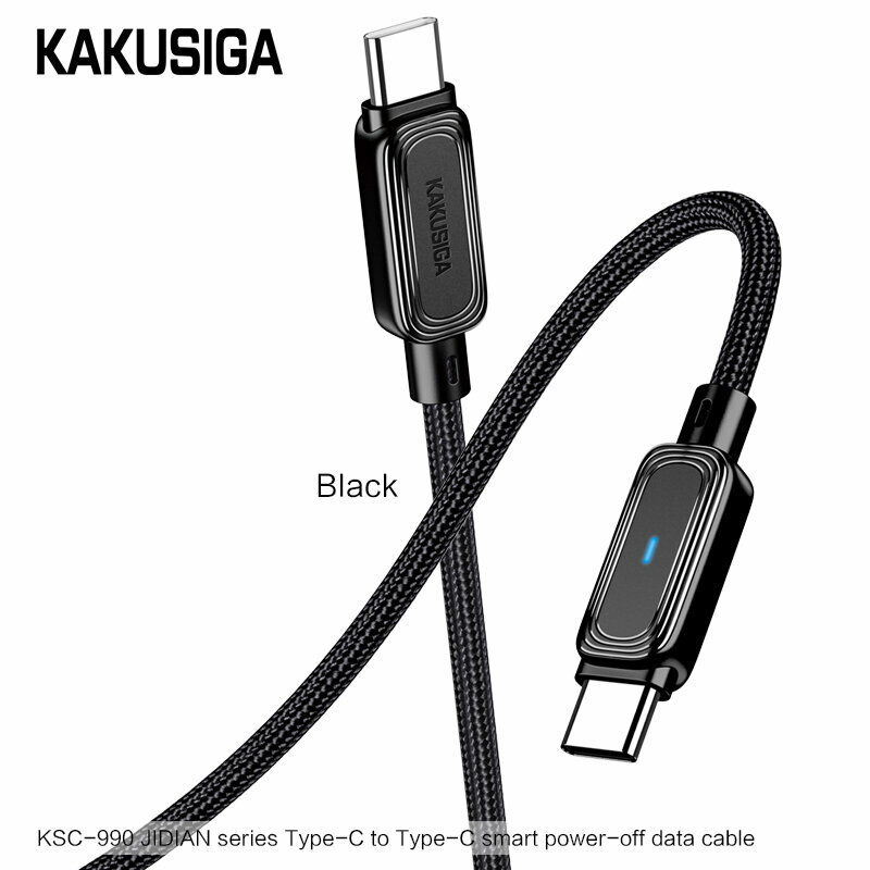 Кабель USB KAKUSIGA KSC-990 Type-C на Type-C, Быстрая Зарядка, 1.2м, Черный