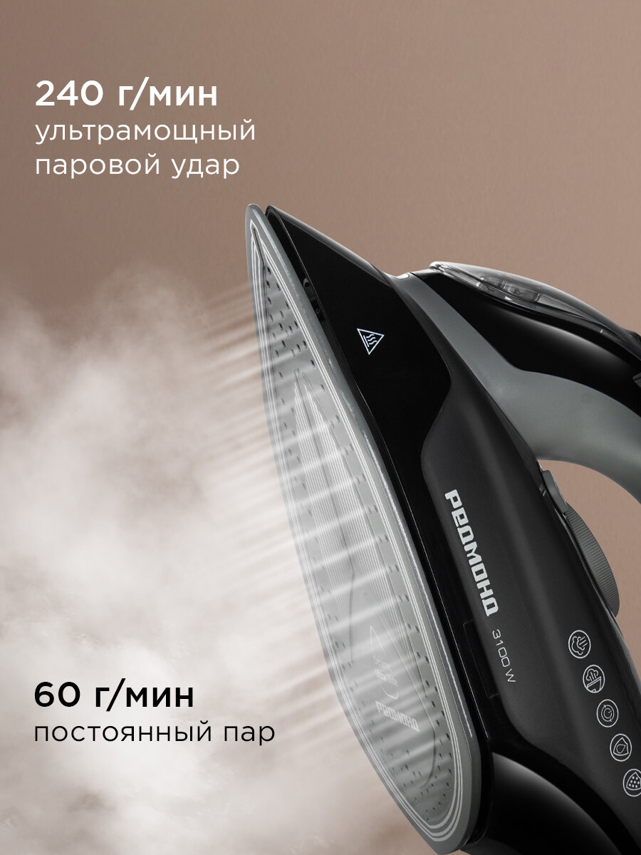 Утюг для одежды с отпаривателем Redmond IR1609, 3100 Вт, черный — фото 1