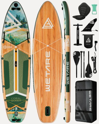 Изображение товара SUP-доска надувная WETARE Coral Queen GREEN PRO 11'6", 351х89х15 см, двухслойный надувной сапборд с сиденьем