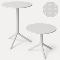 Изображение товара Стол пластиковый садовый Step + Step Mini Ø60 см, Италия, журнальный, для балкона, круглый, трансформер, Nardi, белый