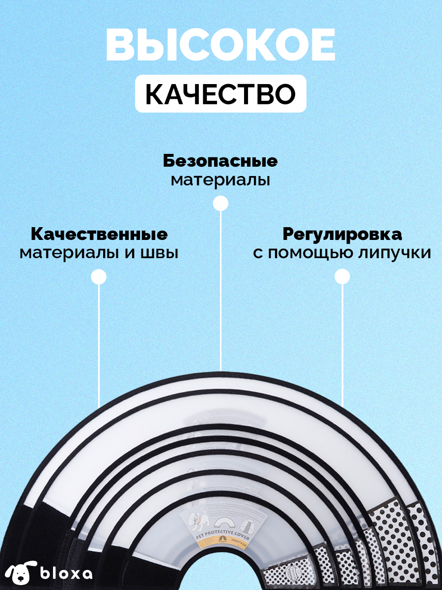 Защитный воротник ветеринарный на застежке-липучке для собак и кошек № 1, обхват шеи 15-21 см. — фото 1