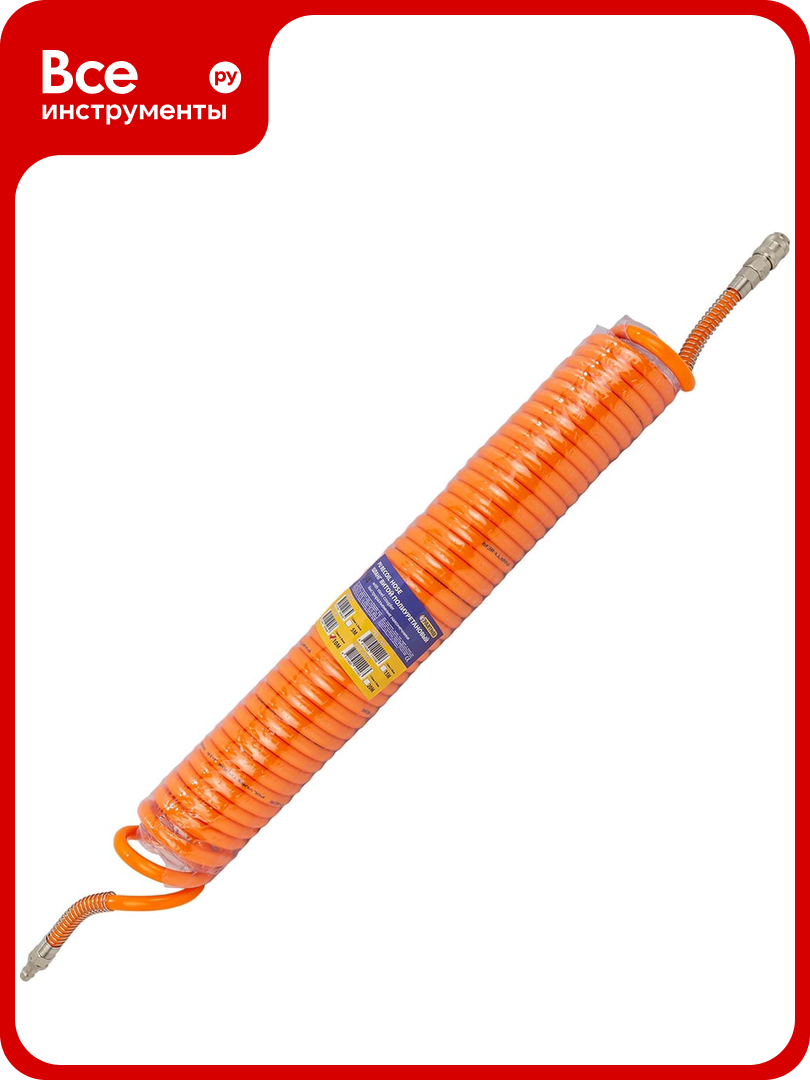 Шланг витой полиуретановый 8х12 мм 10 м с быстроразъемными наконечниками 15 бар Partner PA-1208-10M(15049)