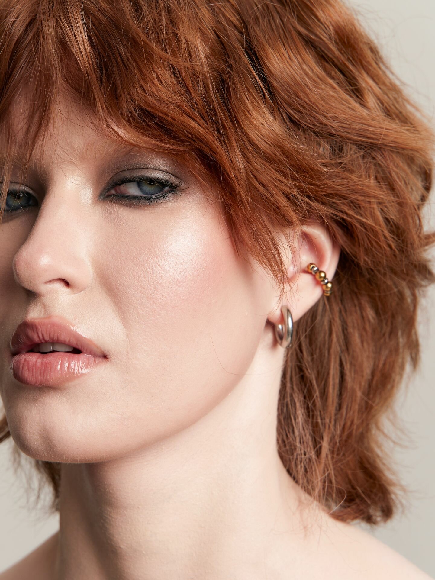 Моносерьга кафф RESURS, серебряный, золотой — фото 1