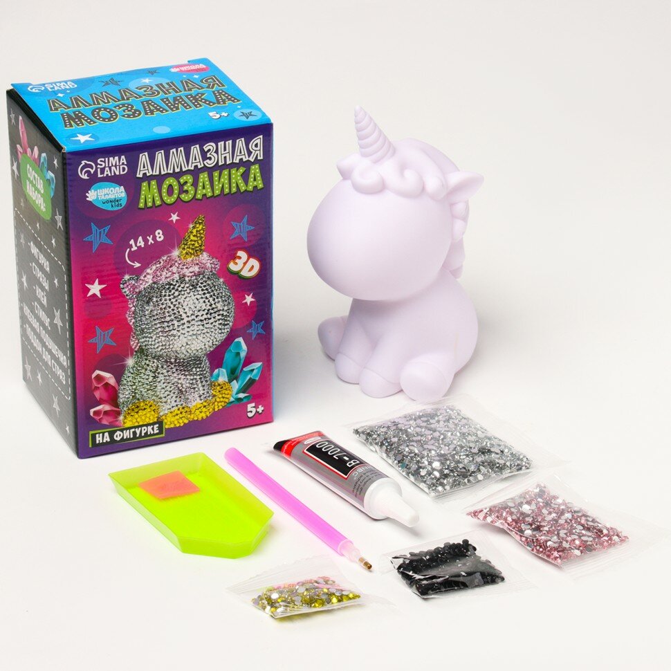 Алмазная мозаика Школа талантов "Волшебный Единорог", для детей, полное заполнение