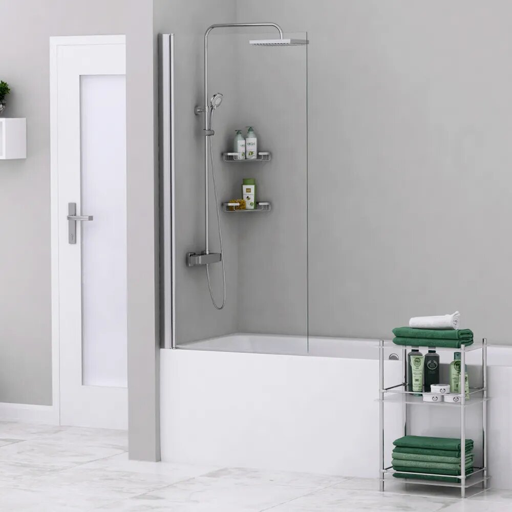 Стеклянная шторка для ванной WasserKRAFT 48P01-80 800х1400 мм стекло 6 мм