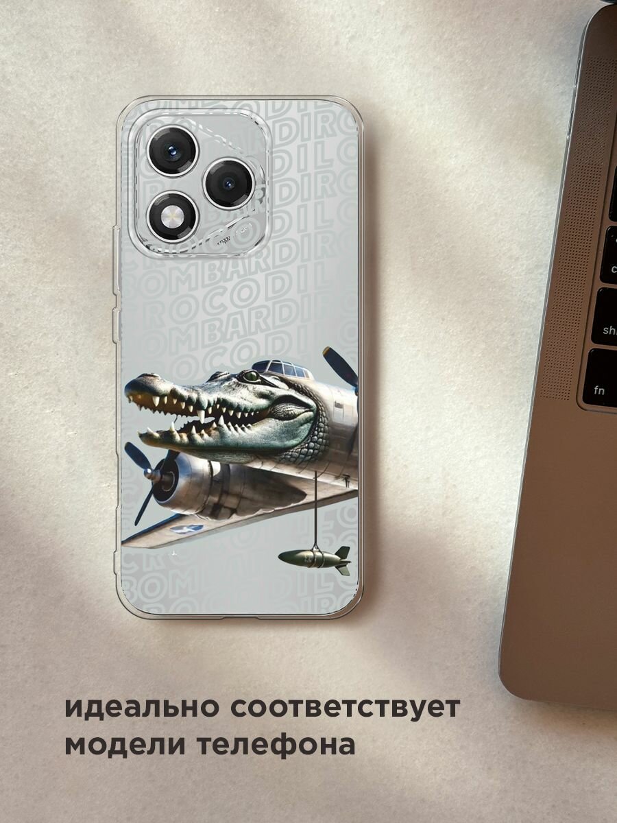 Чехол на Honor 400 Lite / Хонор 400 Лайт с принтом "Бомбардиро крокодило 2", прозрачный — фото 1
