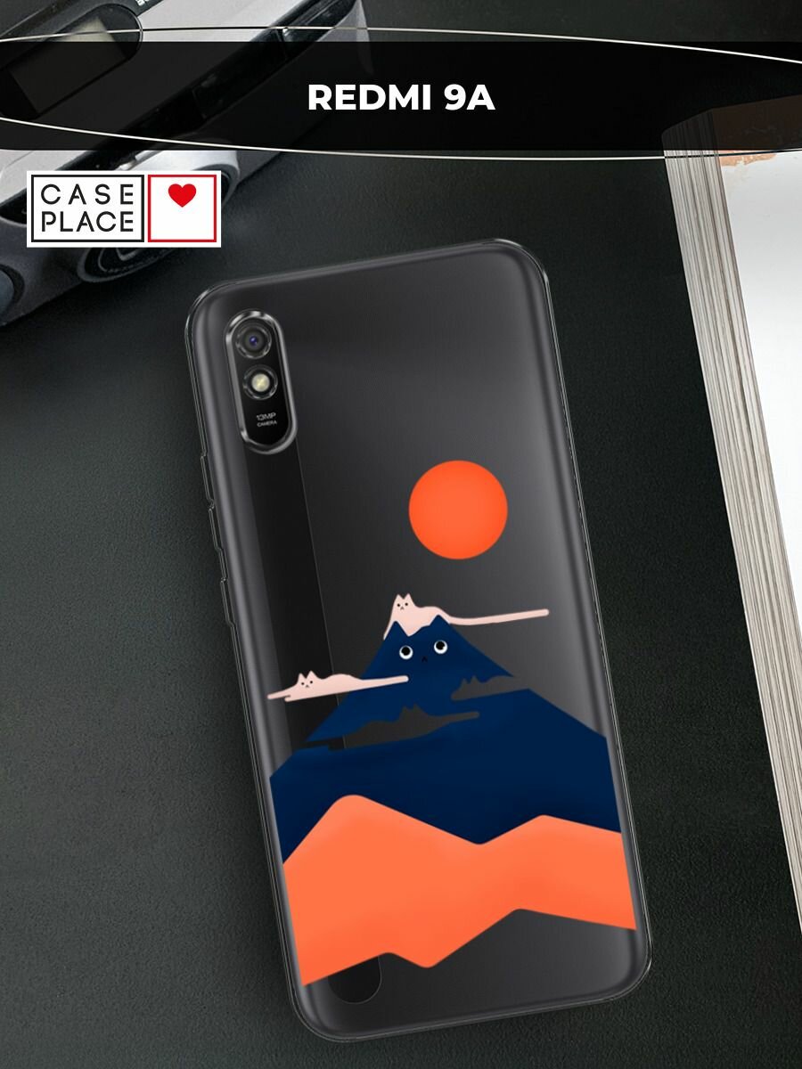 Чехол на Xiaomi Redmi 9A / Сяоми Редми 9А с принтом "Кот-гора", прозрачный