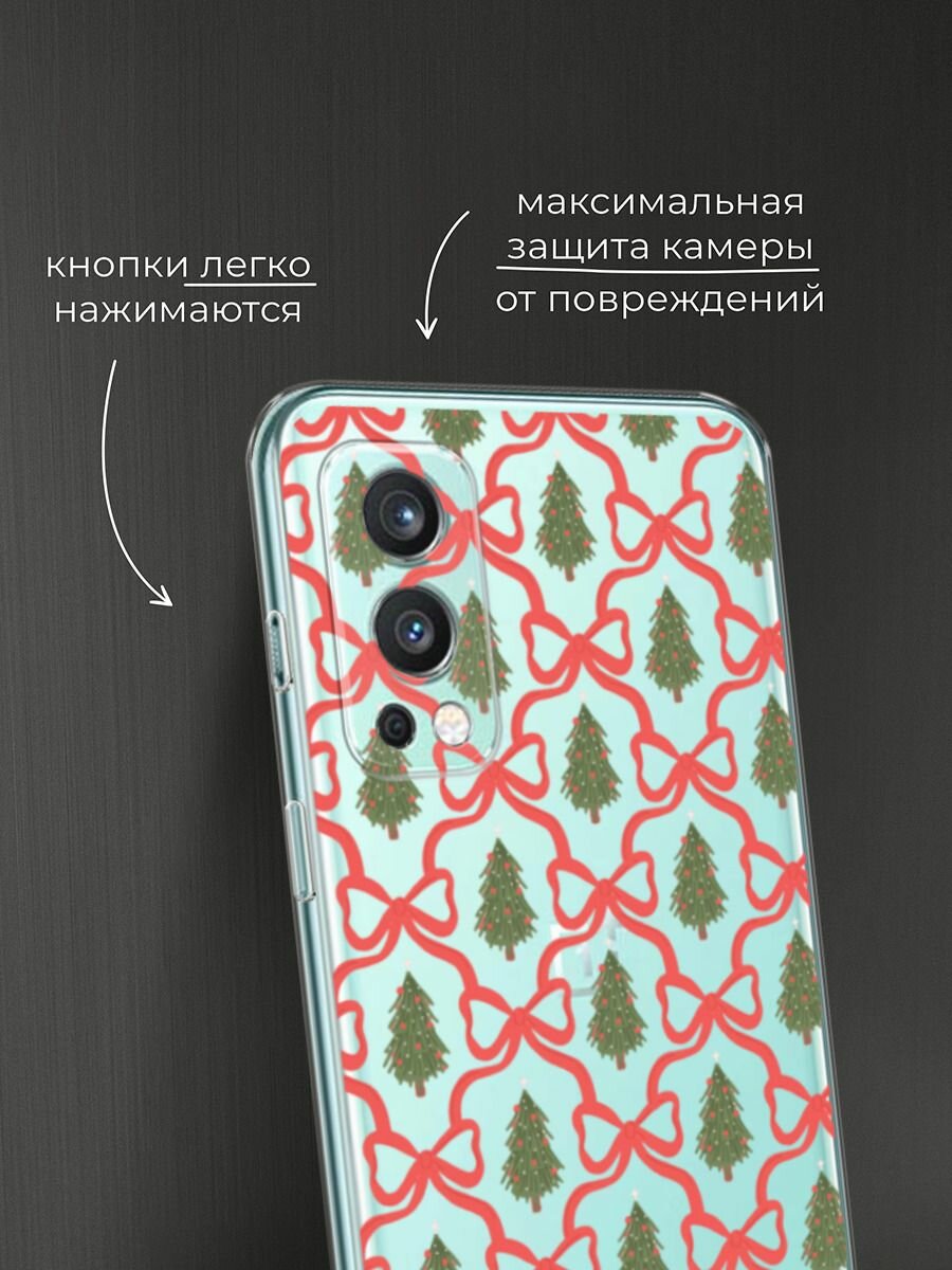 Чехол на OnePlus Nord 2 / ВанПлас Норд 2 с принтом "Елка паттерн 2", прозрачный — фото 1