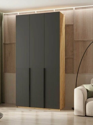 Изображение товара Шкаф распашной Марвэл 3-х ств. (1200) (Браш Графит, Дуб Крафт)