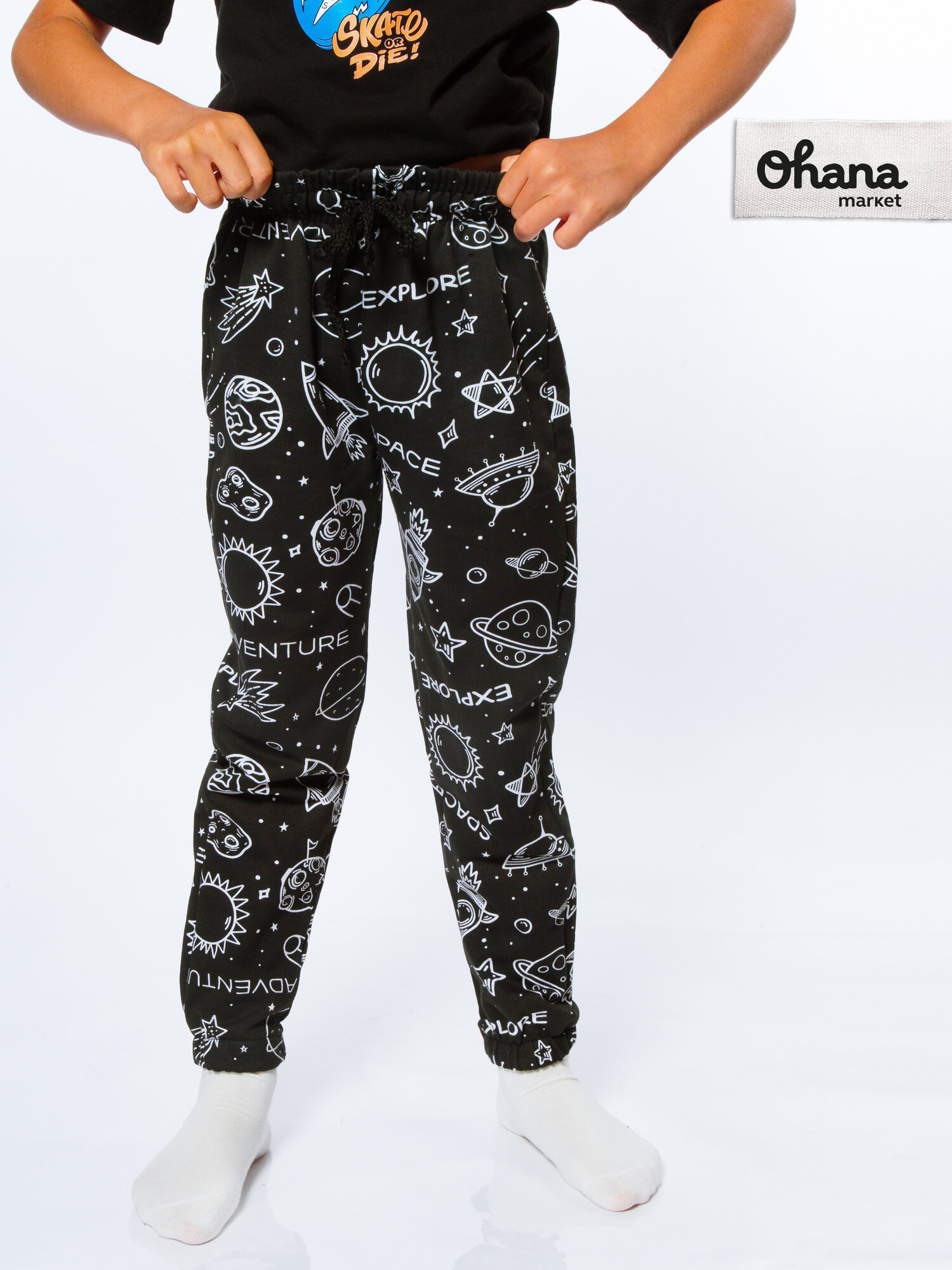 Брюки Ohana kids спортивные для физкультуры и детского сада размер 122-128 черный