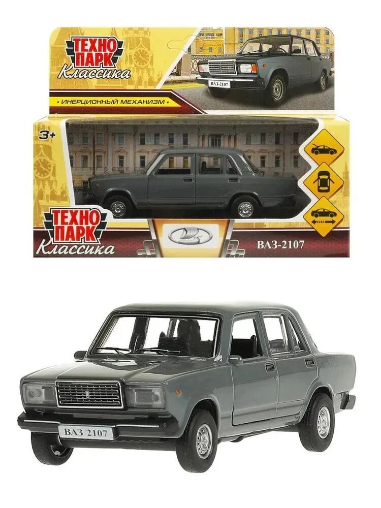 Машинка металлическая инерционная ТехнопаркВАЗ-2107 12 см. мокрый асфальт