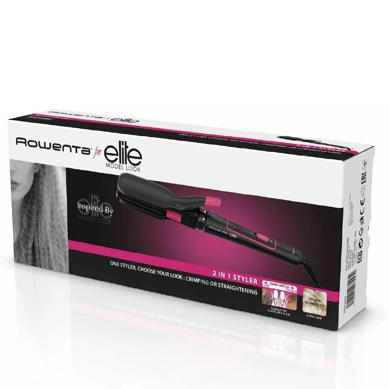 Стайлер Rowenta Elite Model Look CF4102 (CF4102F0), Гарантия: 1 г, Длина сетевого шнура: 1.8 м, Количество режимов: 2 — фото 1