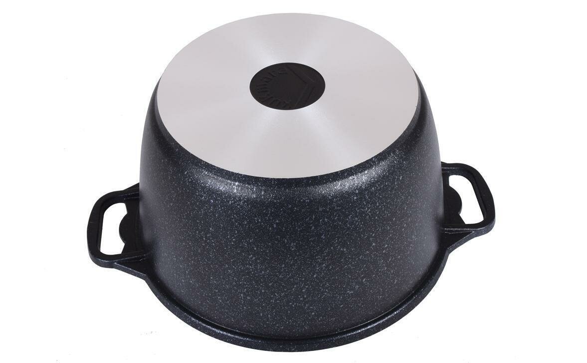 Кастрюля 6л со стеклянной крышкой, АП (темный мрамор) — фото 1