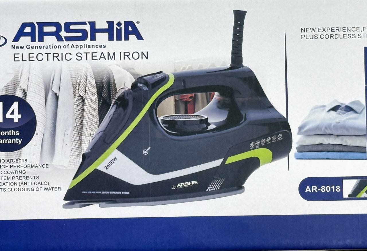 Утюг ARSHIA AR-8018 с керамическим покрытием, мощность 2600Вт