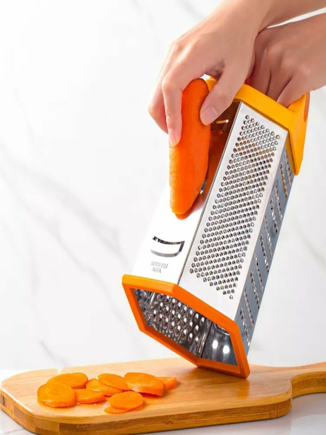 Терка многофункциональная и деревянная, для корейской морковки и овощей (Красный)
