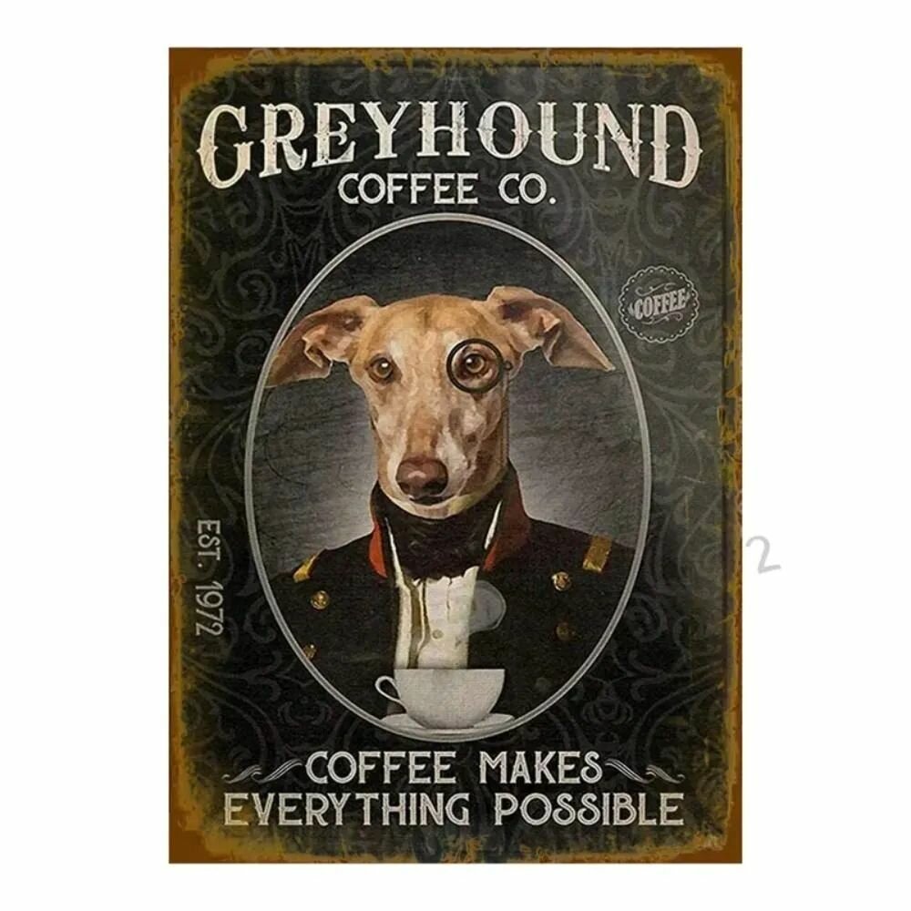 Табличка грейхаунд с кофе 
