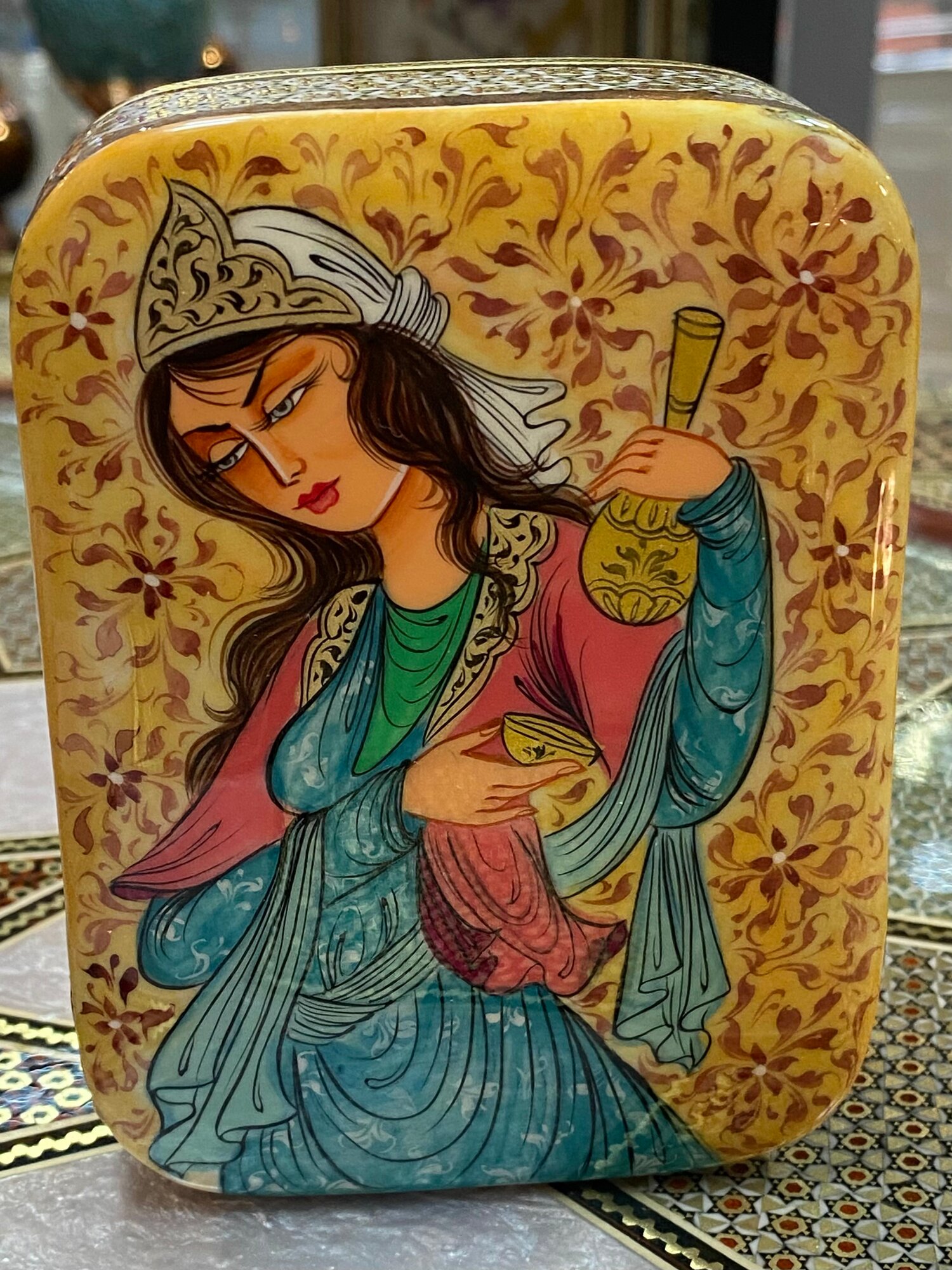 Чехол-Футляр "Персидский базар", для покерных карт, ручная работа, дерево