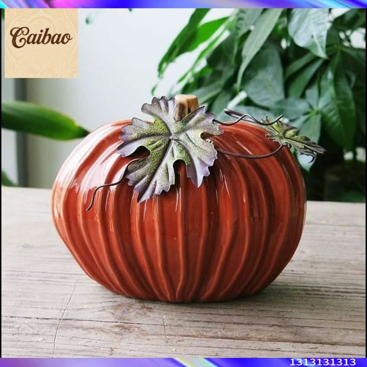 Эксклюзивный декор: винтажная тыква из керамики красного цвета 16x10x12.5 см