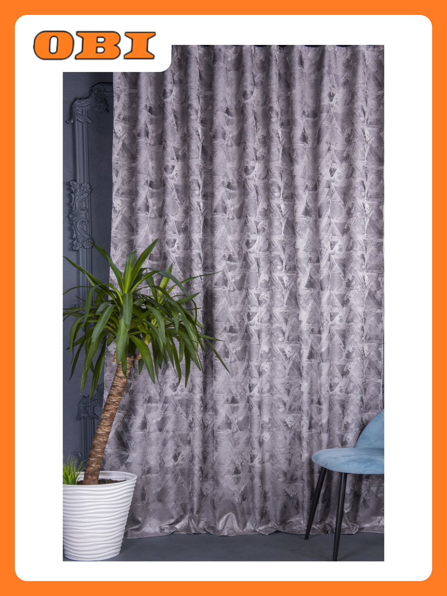 Штора портьерная Miamoza 02  серая  прочная  долговечная  крепление удобное