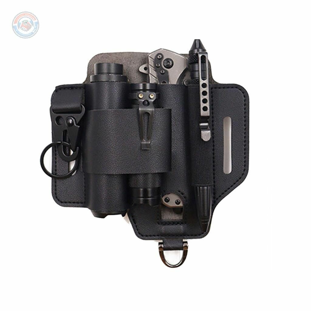 Кожаный пояс-футляр для мультитула и инструментов удобная поясная сумка для хранения и переноски ножей плоскогубцев и аксессуаров на природе работе и в походах