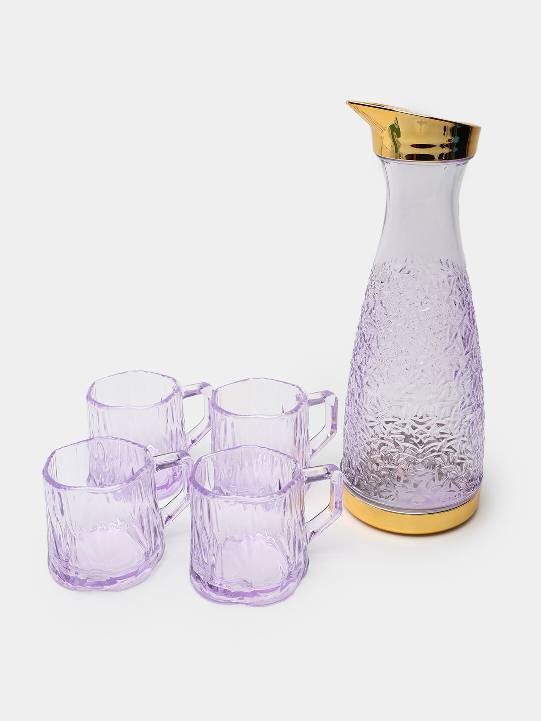 Стеклянный графин для воды и напитков, 1 графин, с 4 стаканами - в подарочной упаковке — фото 1