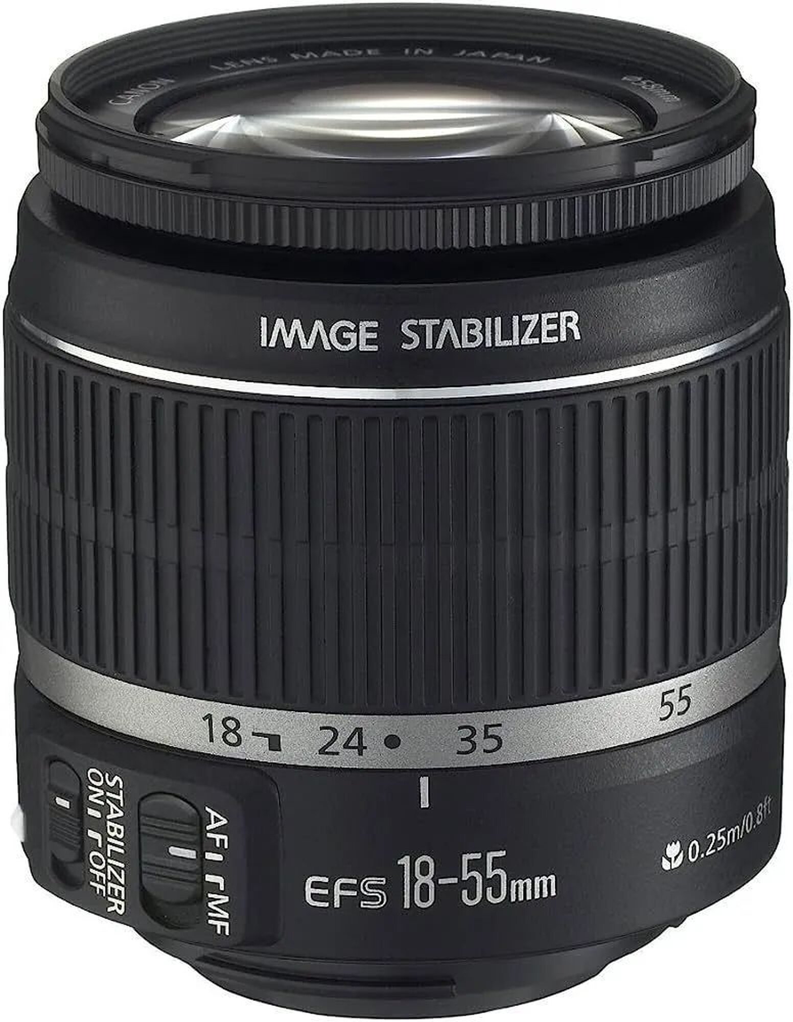 Объектив Canon EF-S 18-55mm f/3.5-5.6 IS автофокус стабилизатор черный