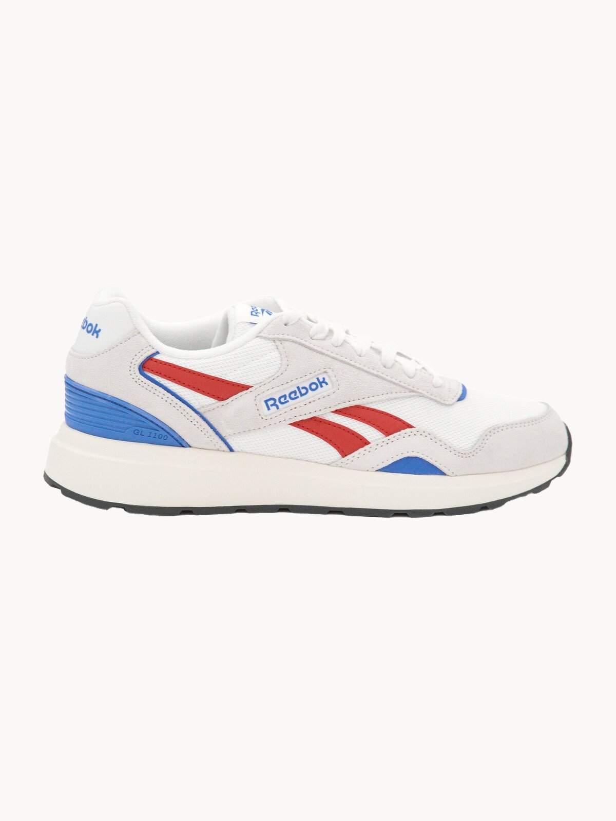 Кроссовки Reebok GL 1100, размер 9,5 US, серый/красный/голубой