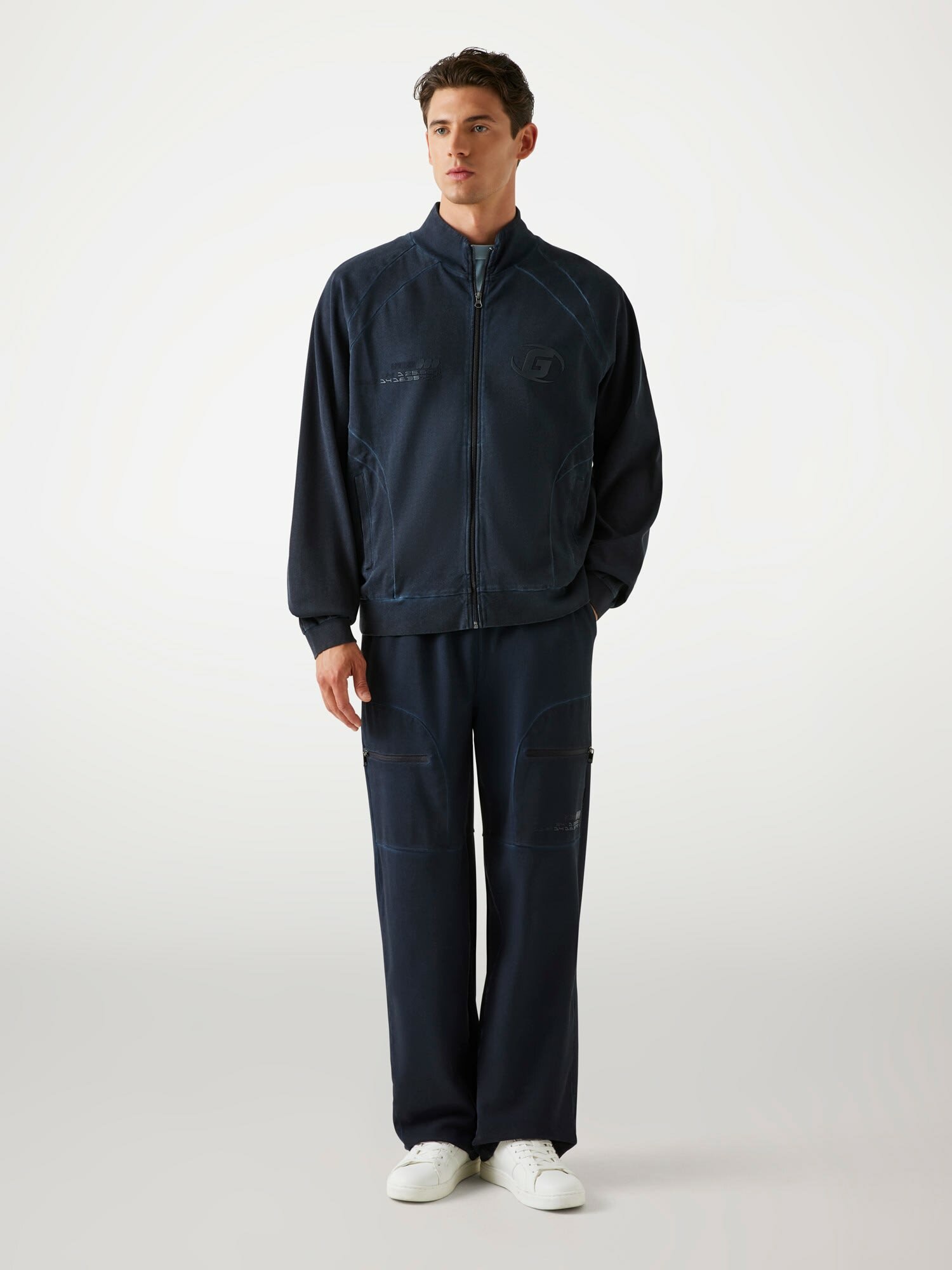 Кардиган GUESS Achille Full Zip, размер L, синий — фото 1