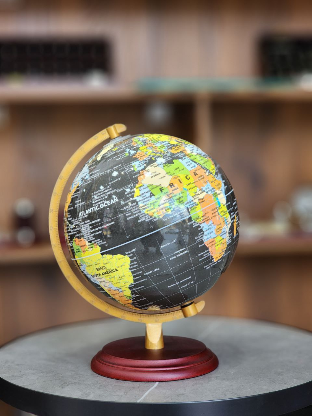 Глобус декор украшения настольный для дома школы офиса и подарка из МДФ и металла