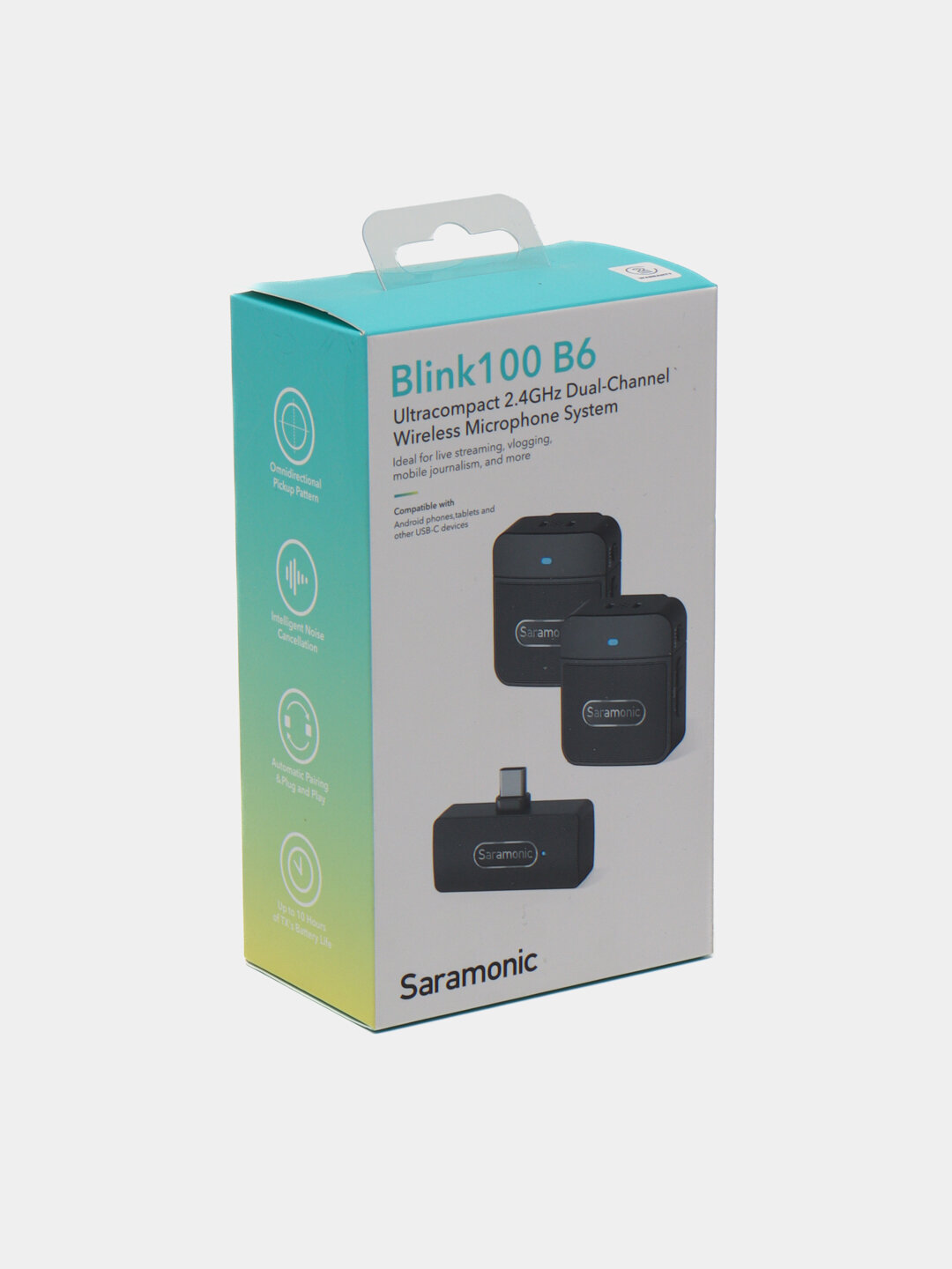 Saramonic Blink100 B6 — беспроводной петличный микрофон Type-C, 50 м, шумоподавление, 10 ч работы