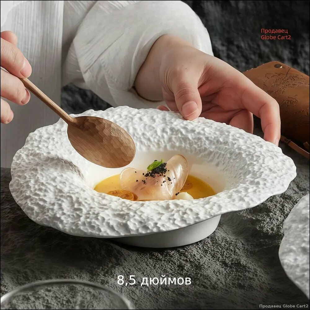 Тарелка десертная керамическая (тарелочка) 21 см, цвет слоновая кость, 1 шт